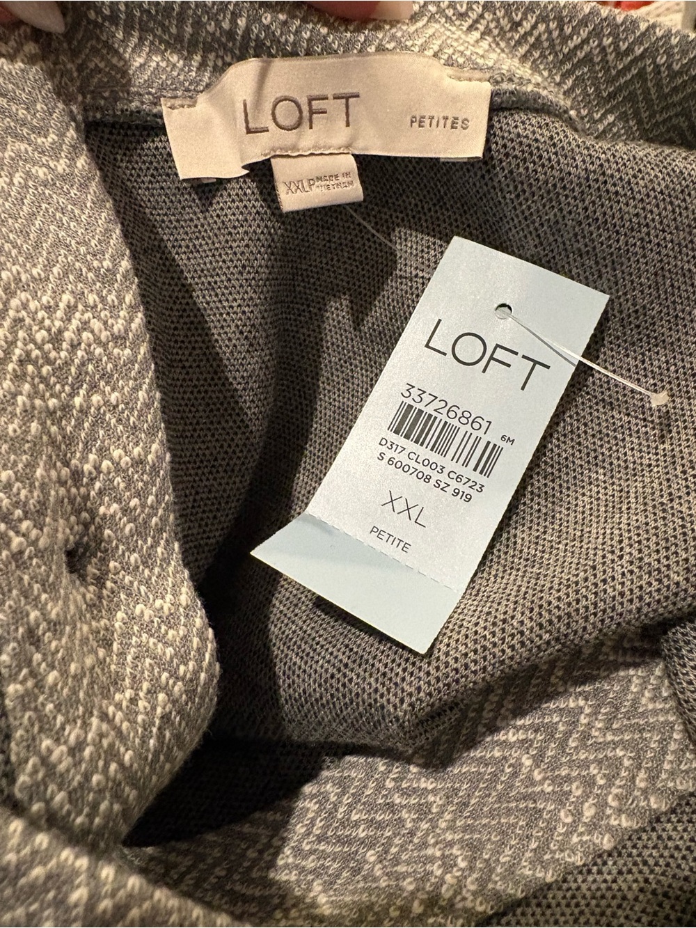 NWT LOFT Chevron Button Back Swing Gray Dress. - Picture 6 of 6